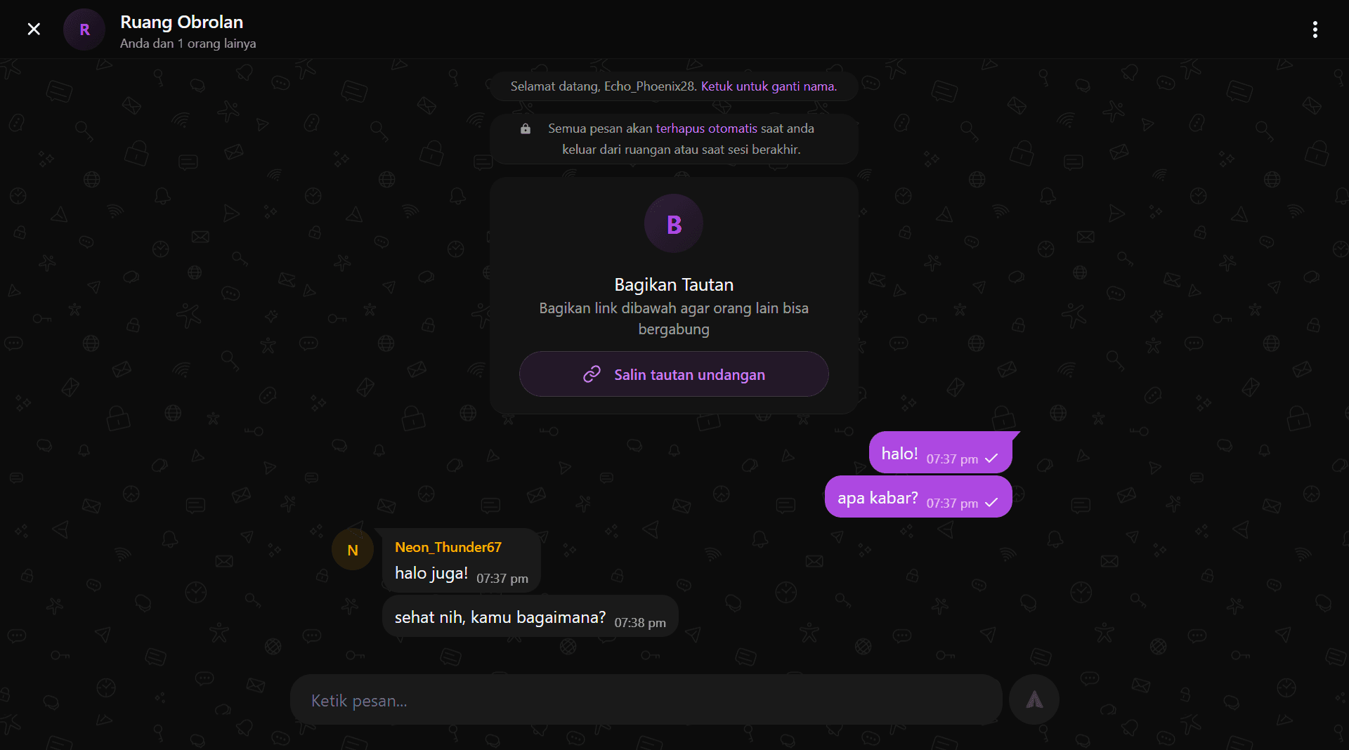 Private Temporary Chat
